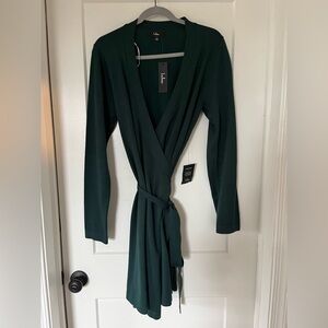 NWT Lulu's Emerald Green Wrap Sweater Dress